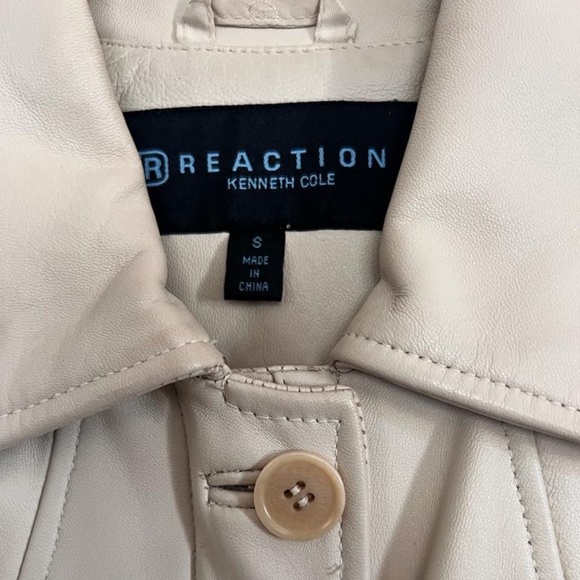 Reaction Kenneth Cole White 100% Leather  Jacket Size Small - Picture 2 of 4
